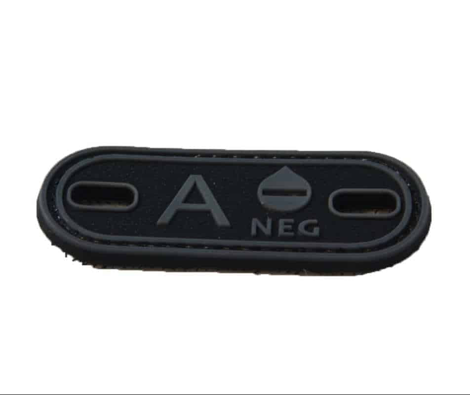 A Negative blood type patch (Black) (Fits boot lace)