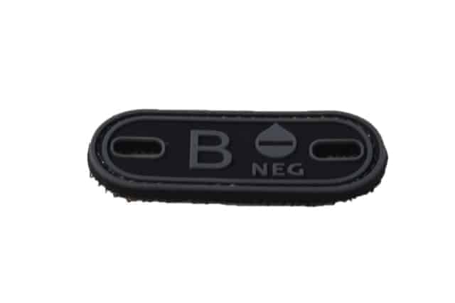 B Negative blood type patch (Black) (Fits boot lace)